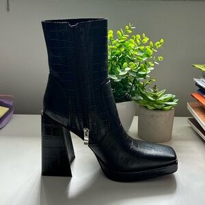 High Heel Faux Leather Boots